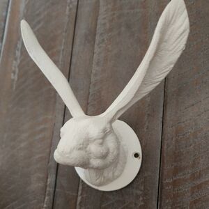 Antique White Rabbit/Hare/Bunny Head Wall Hook
